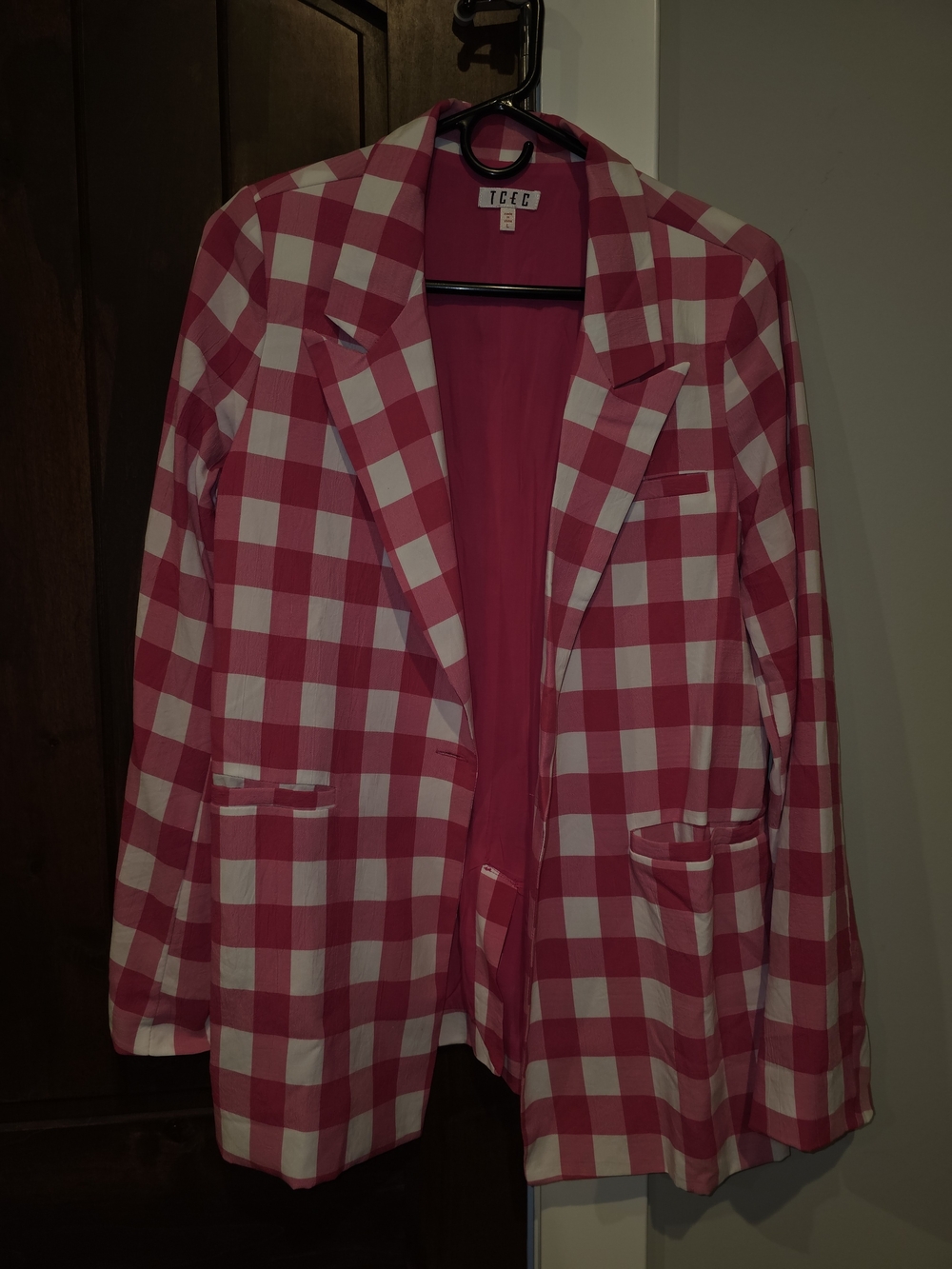 Like New - TCEC Pink & White Gingham Blazer - Women’s Checked Jacket
